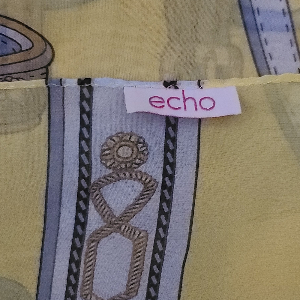 Echo Elegant Yellow Patterned Scarf - image 3